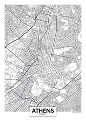 Obraz premium Mapa miasta Ateny, projekt plakatu wektor podróży