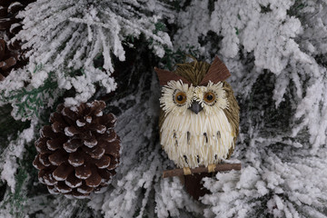 Christmas owl on the Christmas tree