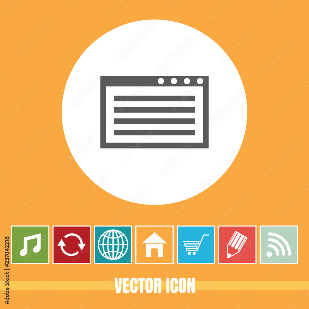 Poster very useful vector icon of computer window with bonus icons very useful for mobile app, software & w