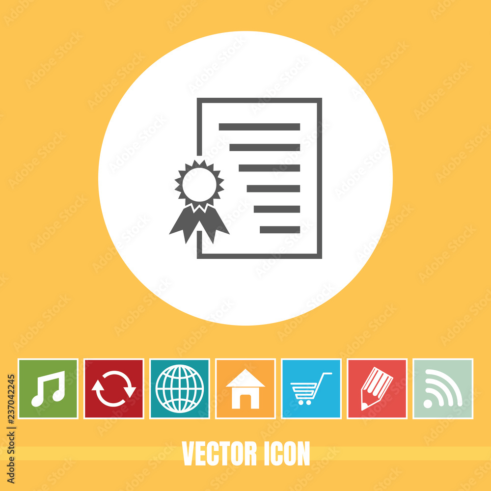 Poster very useful vector icon of certificate with bonus icons very useful for mobile app, software & web