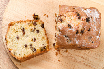 Muffins with raisins view from the top