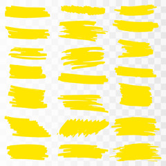 Yellow Highlighter Marker Strokes. 