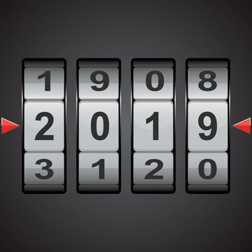 Combination, code lock numbers. Happy new year 2019