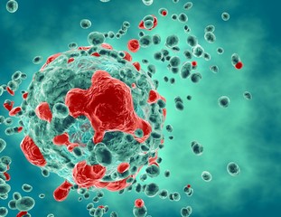 Cancer tumor cells growth and propagation illness process medical 3d illustration.