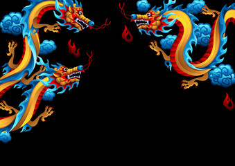 Background with Chinese dragons.