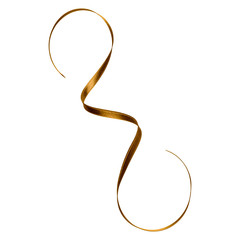 Shiny satin ribbon in brown color isolated on white background close up .Ribbon image for decoration design.