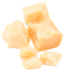 shredded parmesan cheese isolated on white background cutout