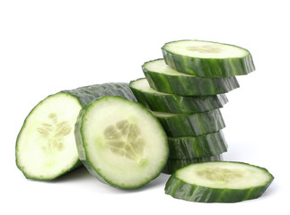 Cucumber slices  isolated on white background cutout