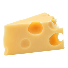 Cubes of cheese. Cheese block isolated on white background cutout