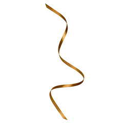 Shiny satin ribbon in brown color isolated on white background close up .Ribbon image for decoration design.