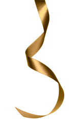 Shiny satin ribbon in brown color isolated on white background close up .Ribbon image for decoration design.