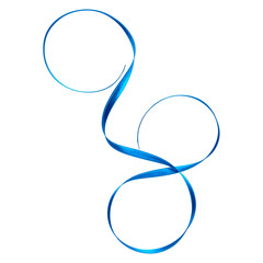 Shiny satin ribbon in blue color isolated on white background close up .Ribbon image for decoration design.