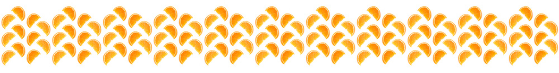 Orange fruit seamless pattern. Orange segments isolated on white background. Food background. Line...