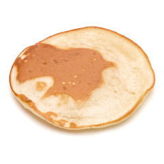 One pancake isolated on white background cutout.