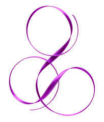 Shiny satin ribbon in lavender color isolated on white background close up