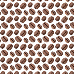 Coffee beans background, Isolated on white. Food concept.. Coffee beans pattern.