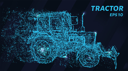 Tractor of blue glowing dots. Tractor of particles. Vector illustration.
