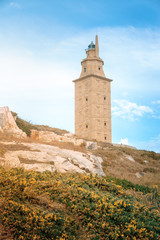 Fototapeta na wymiar La Coruna, Hecules Tower, Galicia, Spain