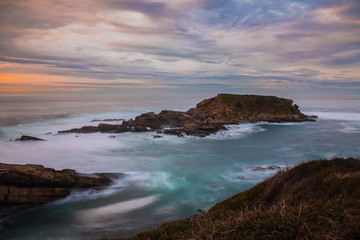 Island of Higer next to the coast at Hondarribia, South Basque Country.