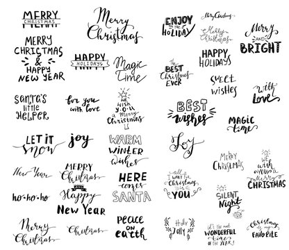 Set of Christmas lettering handwritten