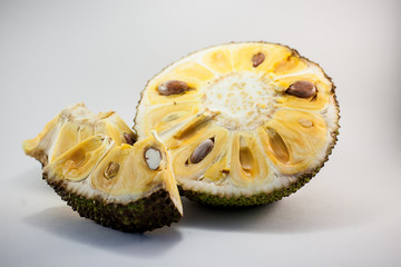 Ripe Jackfruit isolated on white