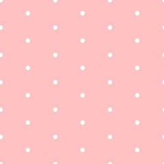 Seamless vector polka dot pattern pink and white. Design for wallpaper, fabric, textile, wrapping. Simple background