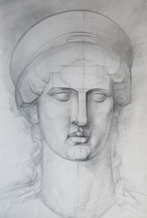 Fototapeta na wymiar head statue goddess myth woman for figure drawing 