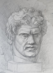 head man figure sketch by pencil for classic collection