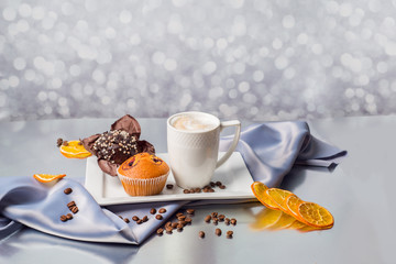 cup of coffee and a muffins
