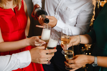 Corporate party sparkling champagne glasses
