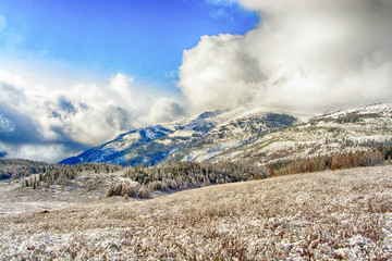 Winter landscape in Altay mountains
