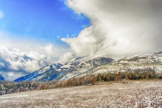 Winter landscape in Altay mountains