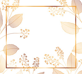 flowers with leaves and rectangle isolated icon