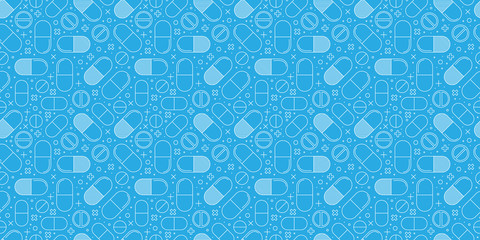 Medicine seamless pattern Tablets with capsules