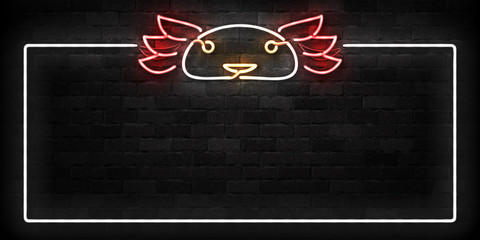 Vector realistic isolated neon sign of Axolotl frame logo for decoration and covering on the wall background.