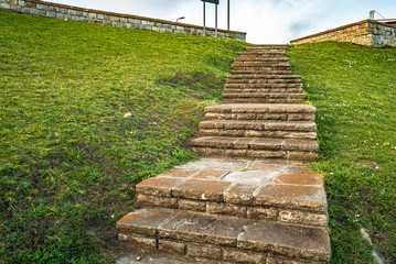 stone steps on the promenade in Mar del Plata