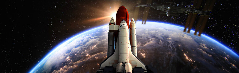space shuttle fly to the earth orbit Elements of this image furnished by NASA f