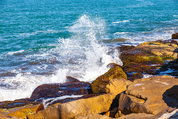 waves of the Atlantic Ocean crashing against the rocks