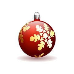 Red Christmas Ball with golden snowflake