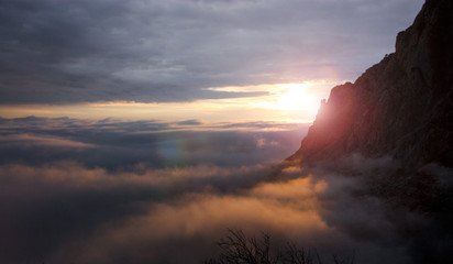 sunset in the mountains