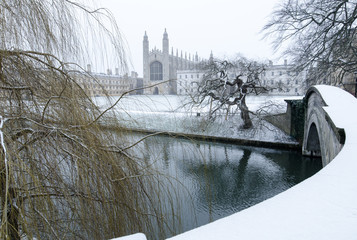 Snowy King's College, Cambridge