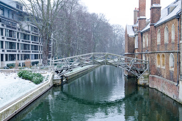 Snowy Mathematical Bridge, Cambridge