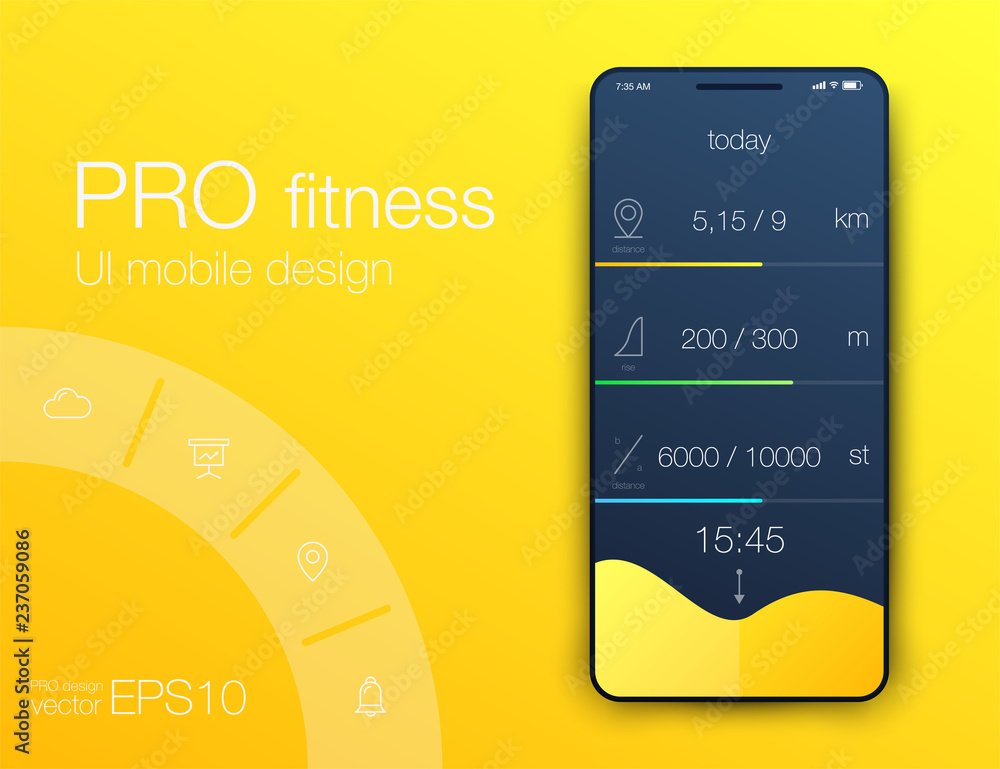 Poster fitness app. ui ux design. ui design concept with web elements