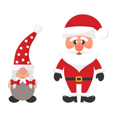 cartoon christmas santa claus and сhristmas dwarf girl