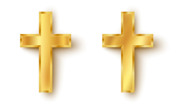 Set icons of a golden cross