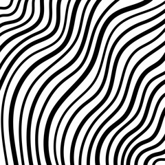 Abstract curved and wave black lines square background