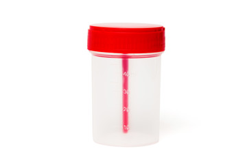 Medical test container on white