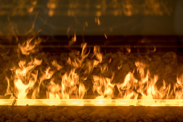 Artificial fire effect from lighting up vapor or smoke to give impression of flames