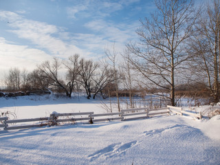 Fototapeta na wymiar The snow winter landscape