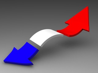 red arrow on white background